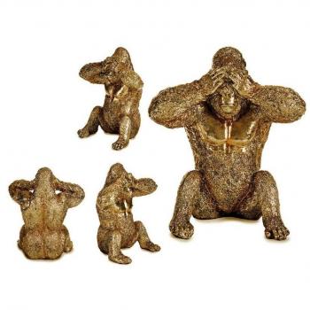 Figura Decorativa Gorila 9 x 18 x 17 cm Dorado