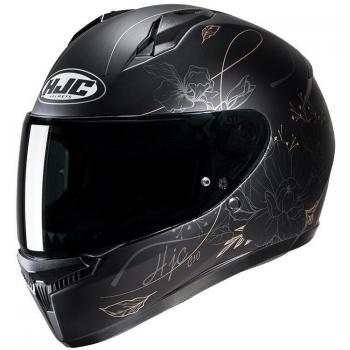 HJC Casco Integral C10 Epik Negro-Dorado, Casco de señora, Talla XS (54-55 cm), Diseño en negro y dorado