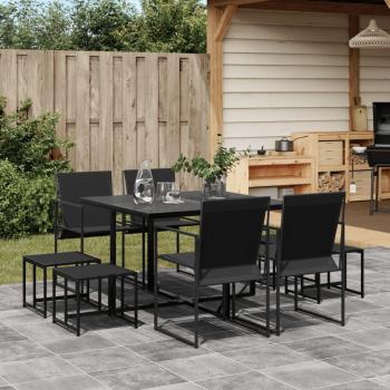 9-Piece Black Textilene Garden Dining Set