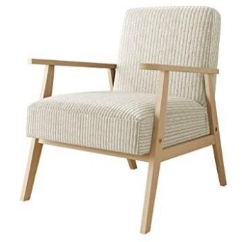 Sillón Clovis 100 Tapizado con Reposabrazos de Madera, Color Marrón Claro, Dimensiones 76x59x67cm