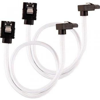 Corsair Premium Sleeved SATA 6Gbps 30cm 90° Blanco Cable SATA