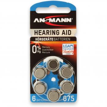 Ansmann 5013253- Pila para audífono 675 zinc aire, 1,4V PR44 AZA675, color azul