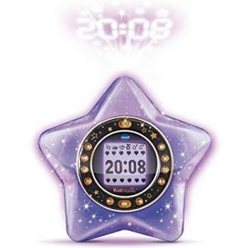 Radio Despertador Proyector LCD KidiMagic Starlight Violeta 9 en 1 con Efectos Luminosos para Niños de 6 a 12 Años