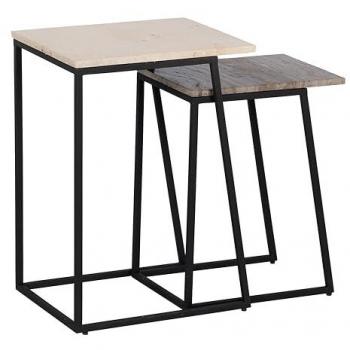 Mesa Auxiliar BigBuy Home Marrón Crema Mármol Hierro 45 x 35 x 63,5 cm Multicolor Estandar (2 Unidades)