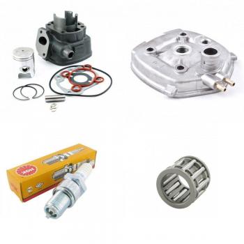 Set – zylinderkit 50 ccm + Rodamiento de agujas. Bujía Aprilia, Area 51, Gulliver, Sr50, Sonic, Benelli, 492, K2, Beta, Ark, Eikon, Italiana Jet, Dragster, Malaguti F12 Phantom, F15 FIRE FOX, MBK, Nitro, Mach G, Yamaha, Aerox, Jog RR 50