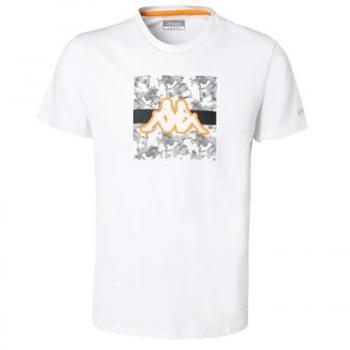 Kappa Camiseta Manga Corta Grami Graphik, color blanco y negro, diseño gráfico, talla M, para infantil