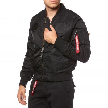 Alpha Industries MA-1 VF NASA Bomber Jacket, Black, XL, Men's Zipped Nylon Outerwear