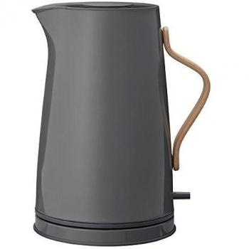 Hervidor Eléctrico Stelton Emma 1,2 L - Diseño Escandinavo, Filtro y Seguridad de Ebullición en Seco, Mango de Madera de Haya, Color Gris