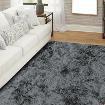 Alfombra YOGI EFFECT Shaggy Tie Dye Gris Oscuro 160 x 230 cm Extra Suave