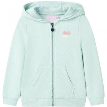 Sudadera de niños con capucha y cremallera en verde menta claro mezcla, talla 140
