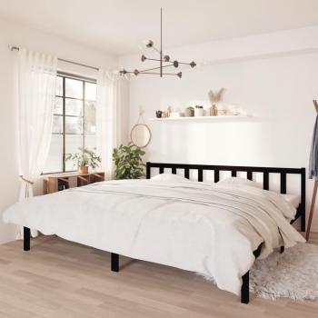Cama de madera maciza de pino negro 200x200 cm
