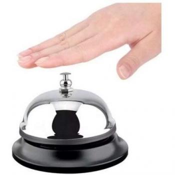Timbre de recepción de Hotel Timbre de Mesa Timbre de Servicio Timbre Clasico de Acero para Llamadas de Servicio-Plata