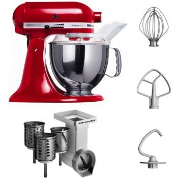KitchenAid KSM150PSEER + MVSA - Robot de cocina y juego de accesorios, color rojo