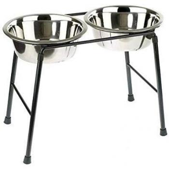 Caldex - Comedero doble alto con platos, 2 x 1600 ml, 300 mm de altura