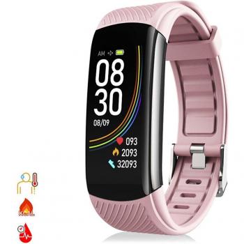 Pulsera inteligente T118 con medición de temperatura corporal, oxígeno en sangre y tensión arterial