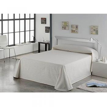 ESTELA Burgos Colcha/cubrecama Foulard con Tejido Jacquard, para Cama de 135/140 cm, Algodón-Poliéster, Crema,