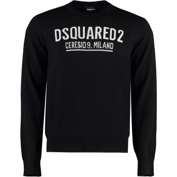 Dsquared2 Men's Black Virgin Wool Crew-Neck Sweater, Size XL