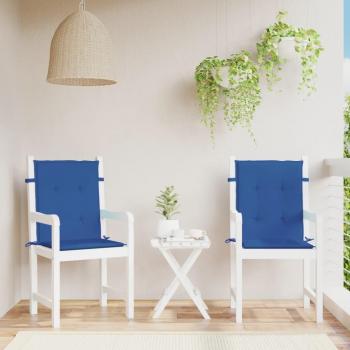 Cojín Silla Jardín Respaldo Bajo 2 uds Tela Oxford Azul