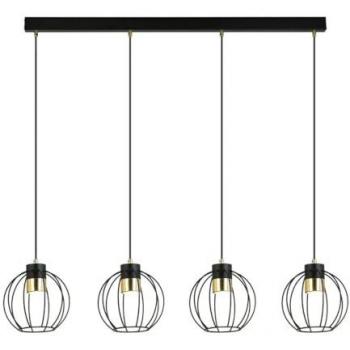 Lámpara de Suspensión Ajax EPIKASA, Acero con recubrimiento de polvo, Negro y Oro, 110x120x18 cm