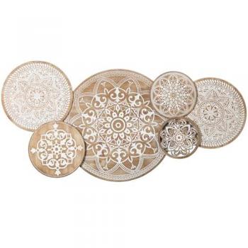 Decoración de Pared Alexandra House Living Blanco Natural Metal Círculos 130 x 64 x 4,5 cm