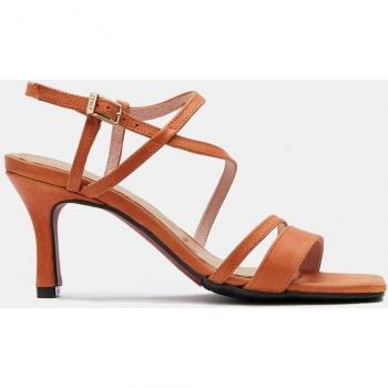 Sandalias de mujer naranjas en piel vacuna