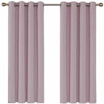 Deconovo Cortinas para Habitación con Aislamiento Térmico Telas Tupidas Gruesas Poliéster con Ojales Plateados 2 Unidades 140 x 180 cm Rosa Claro