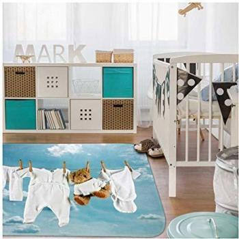 Alfombra Infantil Ultra Suave 130x190 cm Blanca de Poliéster