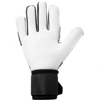 Uhlsport Guantes de Portero Soft HN Comp, características: diseño en color negro con detalles en azul flúor y blanco, disponible en talla 4.5, apto para niños y adultos