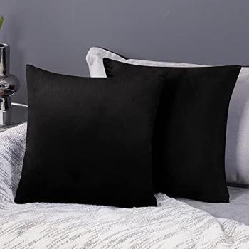 Deconovo Fundas para Cojines de Almohada del Sofá Cubierta Suave Decorativa Protector para Hogar 2 Piezas 65 x 65 cm Negro