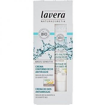 Lavera Basis Sensitiv Crema de Ojos Antiarrugas Q10 - Con coenzima Q10 natural - Malva & Manteca de karité bio - vegano - biológico - cosméticos naturales 100% certificados - 15 ml