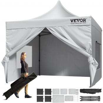 Vevor 10x10 ft. Pop-Up Canopy Tent with Removable Sidewalls, Instant Awning, Portable Gazebo with Wheeled Bag