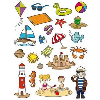 APLI Kids - Bolsa de gomets, 3 hojas, La playa
