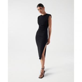 Vestido Midi Hombreras Salsa Mujer