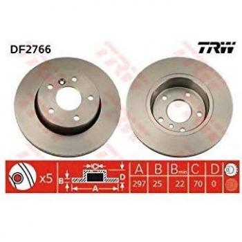 Disco de freno TRW DF2766, ventilado, altamente carbonizado, 1 pieza