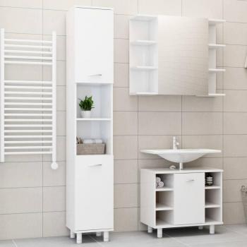 Conjunto de muebles de baño Dia e Noite, 3 piezas de madera proyectada blanca brillante