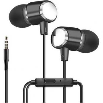 Auriculares Intrauditivos con Micrófono y Conector Jack 3.5mm - Negro