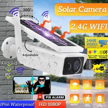Cámara de seguridad solar HD 4K 8MP para exteriores, PTZ, Wifi/4G, monitor de vigilancia con IA y seguimiento humano, inalámbrica y a prueba de agua