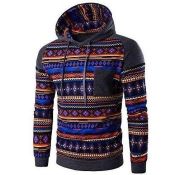ZARU Chaqueta de los hombres retro de manga larga con capucha Sudadera con capucha Tops Outwear Coat