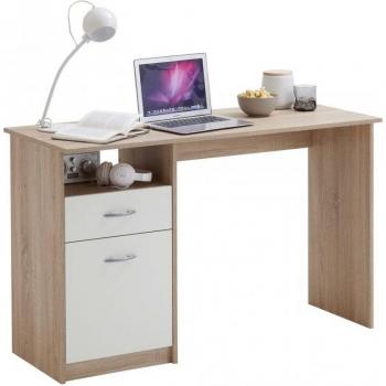 Escritorio con 1 Cajón Roble/Blanco 123x50x76.5cm