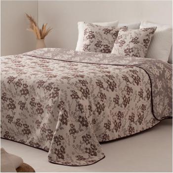 Colcha jacquard reversible Ilala en tono malva con diseño floral