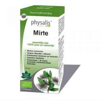 Physalis Aceite Esencial de Mirto Bio 10 ml - Aceite esencial 100% puro y natural, obtenido por destilación al vapor de las hojas del mirto, ideal para aromaterapia, uso cosmético y terapé