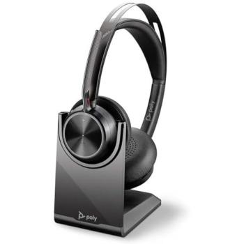 Auriculares Poly Voyager Focus 2-M - Bluetooth, On-Ear, USB-C, Cancelación Activa de Ruido, Adaptador USB-C/A y Base de Carga
