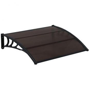 Toldo para puerta de entrada marquesina resistente a la intemperie ABS policarbonato aluminio 150 x 100 cm negro marrón