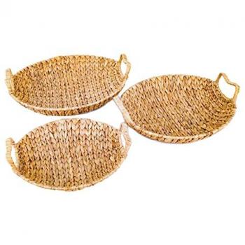 Cestas Decorativas de Fibra Vegetal y Cuerda - Pack de 3 Unidades Marrón - Dimensiones: 8x35x36 cm