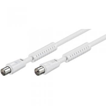 Cable Coaxial Antena Goobay 1.5 m, 100% Blindado, Con Ferrita, Conectores Níquel, Blanco