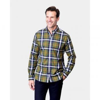 Camisa Spagnolo de tejido gabardina cuadros verde para hombre