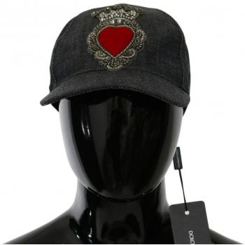 Dolce & Gabbana Blue Denim Embroidered Heart Design Cap - 57 cm|S