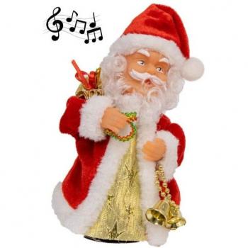Juguete eléctrico Papá Noel bailarín y cantante con luz, funciona con pila AAA (incluida), mide 19 cm de alto y 10 cm de ancho, ideal para decorar durante las fiestas