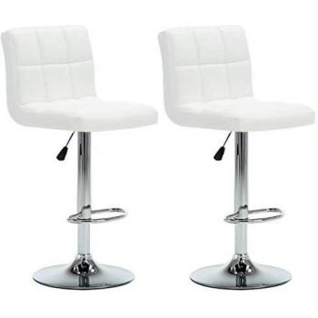 vidaXL 2X Sillas Bar Giratorias Piel Sintética 44x50x115cm Blanco Mobiliario