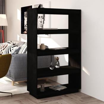 Estantería/divisor de espacios madera maciza de pino negro 80x35x135 cm